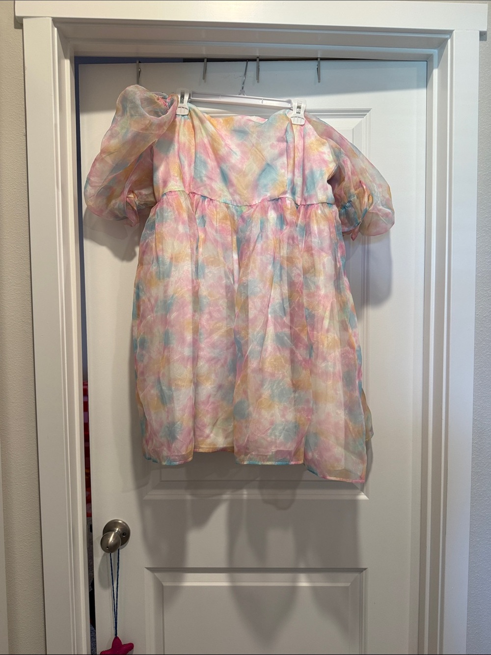 Pastel Tie-Dye Puff Sleeve Girls' Top